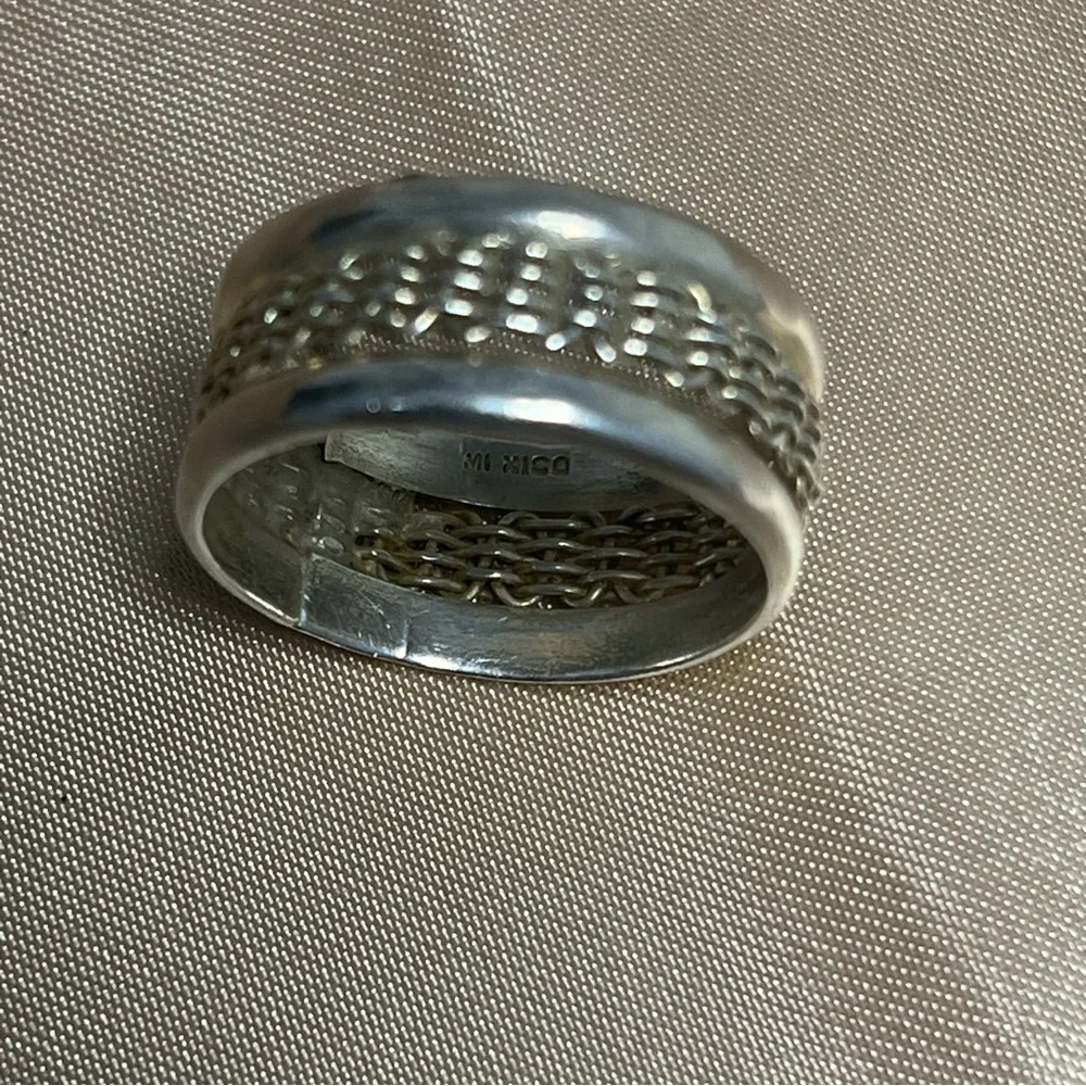 Vintage Sterling Silver 925 Mexico Basket‎ Weave Cage Modern Ring Band Size 9.25